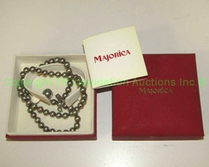 lot 111 image: Majorica pearl necklace with 925 stamped clasp in original box