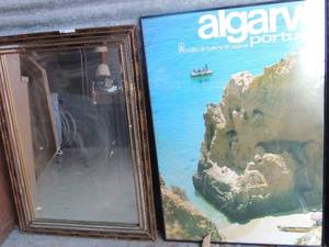 lot 277 image: FRAMED MIRROR & FRAMED POSTER