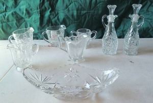 lot 78 image: Crystal cups, cannisters gravy bowl and more