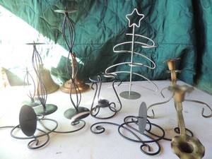 lot 89 image: Various book ends, candle holders etc.