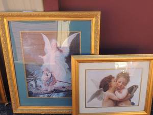 lot 110 image: Gold frame 2 angels kissing 24x20 and