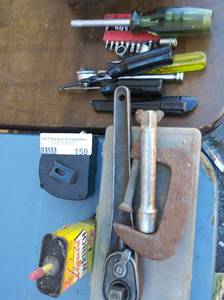 lot 150 image: Tape measure socket wrench  oil assorted bits and sockets