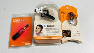 lot 11 image: Electronics lot, includes Bluetooth Headset, Earpiece and Bluetooth Adapter