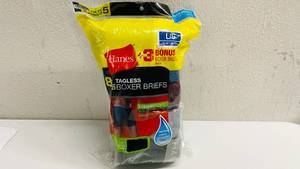 lot 65 image: 8 Haynes Tagless Boxer Briefs Size Larg 36-38