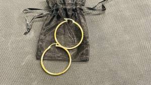 lot 77 image: 14K Hoop Earrings 40mm (Unsure of Brand, Please Preview)