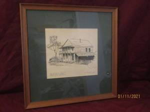 lot 42 image: ST CHARLES HOTEL FIDDLETOWN CALIFORNIA SKETCH BY V. MAXWELL 1956