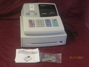 lot 65 image: SHARP ELECTRIC CASH REGISTER XE-A102 WITH KEYS AND MANUAL
