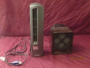 lot 83 image: PELONIS HONEYCOMB CERAMIC HEATER AND LASKO 4000 FAN