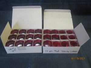 lot 223 image: 2 TWELVE PK RED GLASS VOTIVE CANDLE HOLDERS