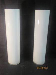 lot 240 image: TOTAL OF 2&nbsp WHITE GLASS VASES 20 TALL