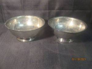 lot 244 image: 2 SHERIDON 8 DIA SILVER PLATED BRASS BOWLS