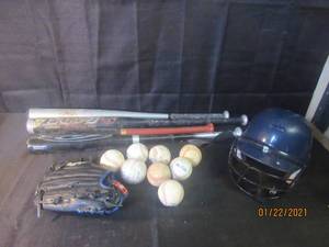 lot 298 image: BASEBALL LOT&nbsp&nbspBATS , BALLS, RAWLINGS GLOVE