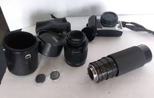 lot 88 image: Camera Lot with Lenses. Working Condition Unknown
