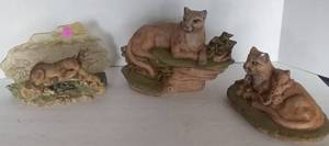 lot 91 image: Big Cat Dcor, 3 Pc, These are 6 to 9 inches in width.