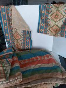 lot 132 image: Southwestern Bedspread and Matching Shams