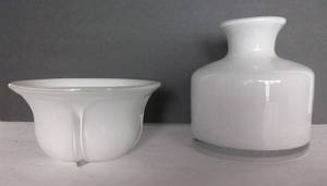 lot 148 image: White Cased Art Glass Vase and Bowl