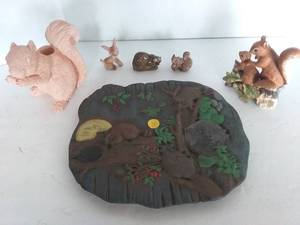 lot 103 image: Squirrels and Raccoons Dcor, Including Homco, 6pc