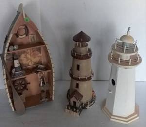 lot 83 image: 2 Large Lighthouses and Ship Theme Shadow Box