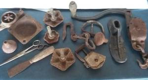 lot 31 image: Assortment of Vintage Tools, Knobs, Hoists, and more
