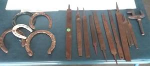 lot 17 image: Vintage Rasps, Files, & Horseshoes. Generous Qty