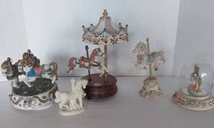 lot 13 image: Musical Carousel Horses, including Musical Globe