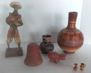 lot 168 image: Mexican Dcor(6pc) Including Pottery and Paper Mache Man