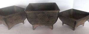 lot 170 image: Set of 3 Metal Asian Planters(matching Set)