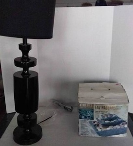 lot 206 image: Black Modern Aesthetic Lamp And Rock Fountain in Box