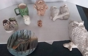 lot 199 image: Vintage Owl Dcor including Homco. 8 Pc