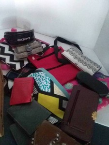 lot 215 image: Box of Wallets, and Small Bags,&nbsp&amp Sunglass Cases