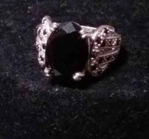 lot 272 image: Sterling Silver Ring with Black Synthetic Stone
