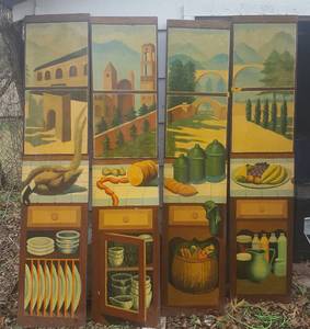 lot 299 image: Italian Painted Door Panels, paint cracking on 2nd Panel