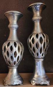 lot 16 image: LOT OF 2 CANDLE HOLDERS IN STYLECOLORCONDITION SHOWN. 15.5 AND 14 HIGH. (YOUR BID X 2)
