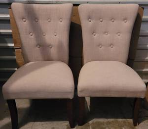 lot 37 image: LOT OF 2 UPHOLSTERED ACCENT CHAIRS WITH WOOD FRAME IN STYLECOLORCONDITION SHOWN. (YOUR BID X 2)