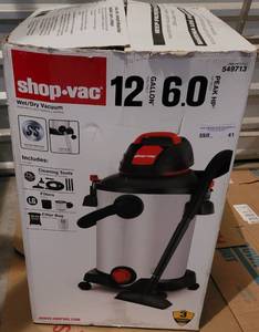 lot 41 image: SHOPVAC 12 GAL 6.0 HP WETDRY VACUUM #549713 IN BOX AS SHOWN.