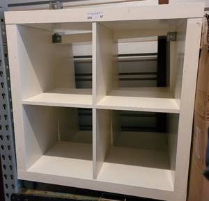 lot 57 image: LOT OF 2 DISPLAY SHELVES WITH 4 CUBES EACH IN STYLECOLORCONDITION SHOWN. EACH APPROX. 31 W x 31 H x 15.5 D. (YOUR BID X 2)