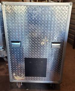 lot 95 image: LARGE SIZE STORAGE  EQUIPMENT CASE WITH ROLLERS AS SHOWN. APPROX. 30 W x 38.5 D x 49 H.