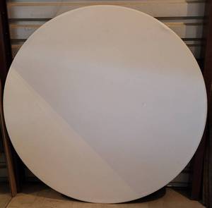 lot 98 image: LIFETIME 60 DIAMETER WHITE FOLDING TABLE AS SHOWN.