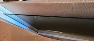 lot 103 image: KOHLER LEVITY REAR SLIDING GLASS SHOWER DOOR WITH KIT K-706113 IN BOX AS SHOWN. APPROX. 31.5 W x 82 H.