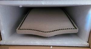 lot 111 image: LOT OF 2 NEW IN BOX HARVEST OAK AND LINEN PARSON CHAIRS 1817-HOLN AS SHOWN. (YOUR BID X 2)