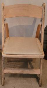 lot 132 image: LOT OF 20 WOODEN FOLDING CHAIRS WITH PADDED SEATS IN STYLECOLORCONDITION SHOWN. (YOUR BID X 20)
