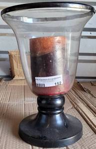 lot 152 image: FOOTED CANDLE HOLDER IN STYLE SHOWN. APPROX. 12.75 H x 9.25 DIA.