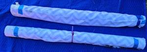 lot 170 image: LOT OF 2 SATIN FABRIC ROLLS WITH CHEVRON STRIPE DESIGN AS SHOWN. EACH APPROX. 60 WIDE. (YOUR BID X 2)