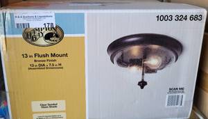 lot 178 image: HAMPTON BAY 13 FLUSH MOUNT LIGHT FIXTURE IN BOX AS SHOWN.