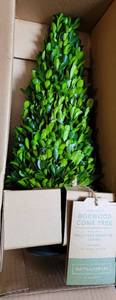 lot 214 image: LOT OF 3 NEW IN BOXES HANDCRAFTED BOXWOOD CONE TREES IN STYLECOLOR SHOWN. EACH APPROX. 16.5 H. (YOUR BID X 3)