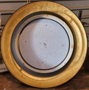 lot 225 image: LARGE ROUND LIGHT FIXTURE IN STYLECOLORCONDITION SHOWN. APPROX. 30 DIA.