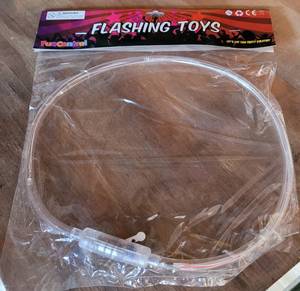 lot 239 image: LOT OF 48 NEW IN PACKAGES MULTICOLOR LED LIGHT CHASER NECKLACES AS SHOWN. (YOUR BID X 48)