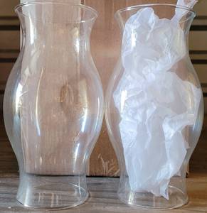 lot 284 image: LOT OF 7 CLEAR GLASS HURRICANE SHADES AS SHOWN. (YOUR BID X 7)