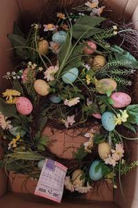 lot 297 image: LOT OF 2 SPRING EGG WREATHS WITH TAGS IN STYLECOLORCONDITION SHOWN. (YOUR BID X 2)