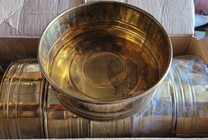 lot 345 image: LOT OF 6 COPPER STYLE ROUND VASESPOTS AS SHOWN. (YOUR BID X 6)